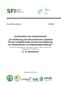 D.-R.Eisenhauer, Kommentar zum Gesetzentwurf „Zur Förderung und ökonomischen Anreizen für die Forstwirtschaft und die Durchführung von Maßnahmen zur Waldbewirtschaftung“, Freiburg, 2024